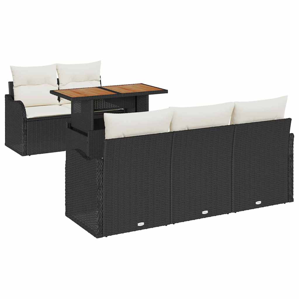 Garten-Sofa-Set 6 stk. Schwarz Poly Rattan