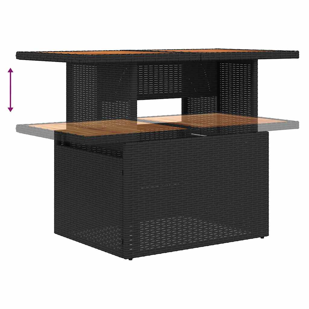 Garten-Sofa-Set 7 stk. Schwarz Poly Rattan