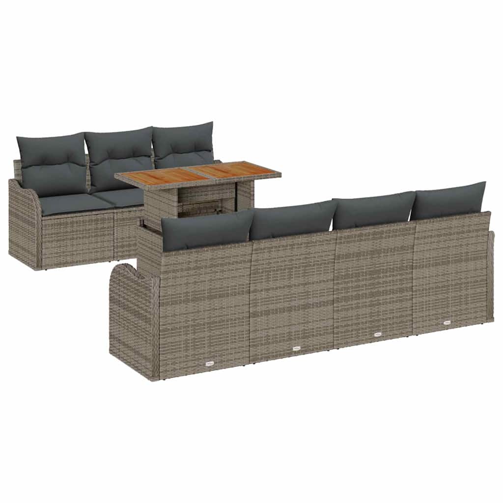 Garten-Sofa-Set 8 stk. Grau Poly Rattan
