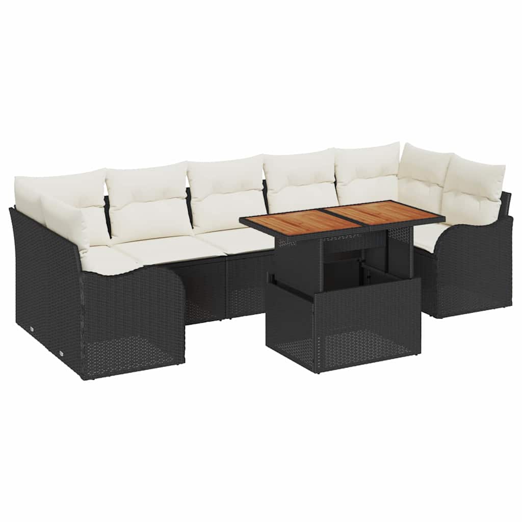 Garten-Sofa-Set 8 stk. Schwarz Poly Rattan