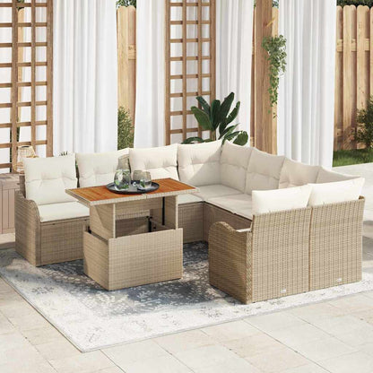 Garten-Sofa-Set 9 stk. Beige Poly Rattan