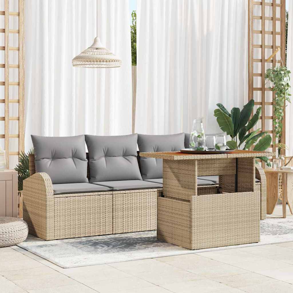 Garten-Sofa-Set 5 stk. Beige Poly Rattan