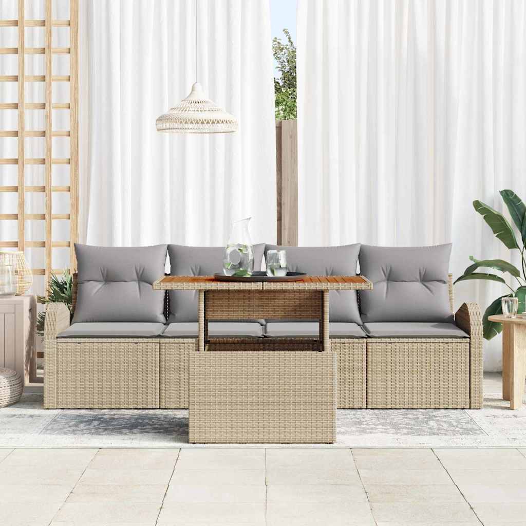 Garten-Sofa-Set 5 stk. Beige Poly Rattan