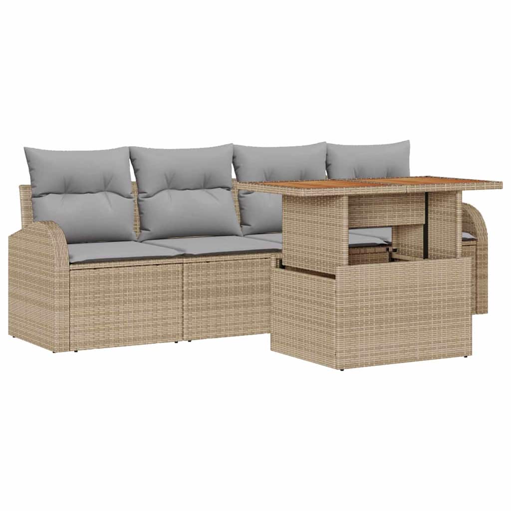 Garten-Sofa-Set 5 stk. Beige Poly Rattan