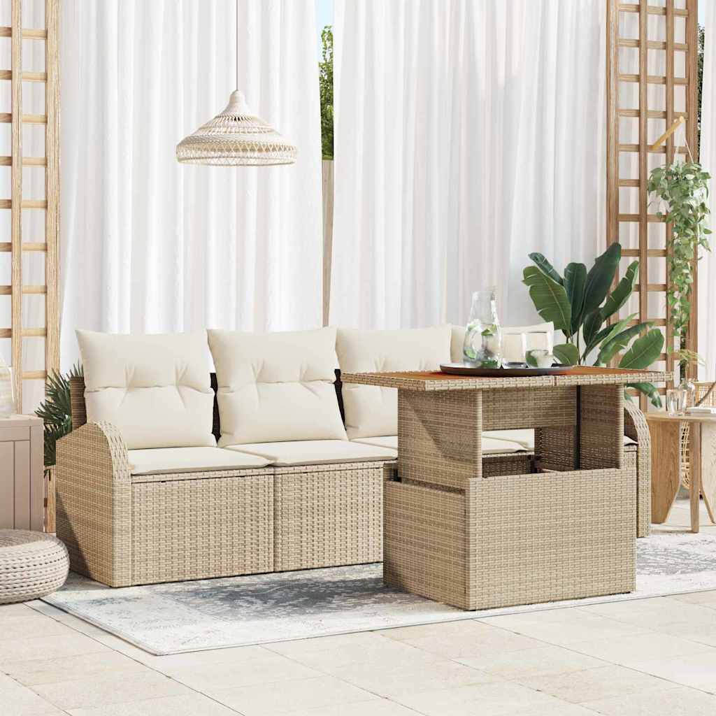 Garten-Sofa-Set 5 stk. Beige Poly Rattan