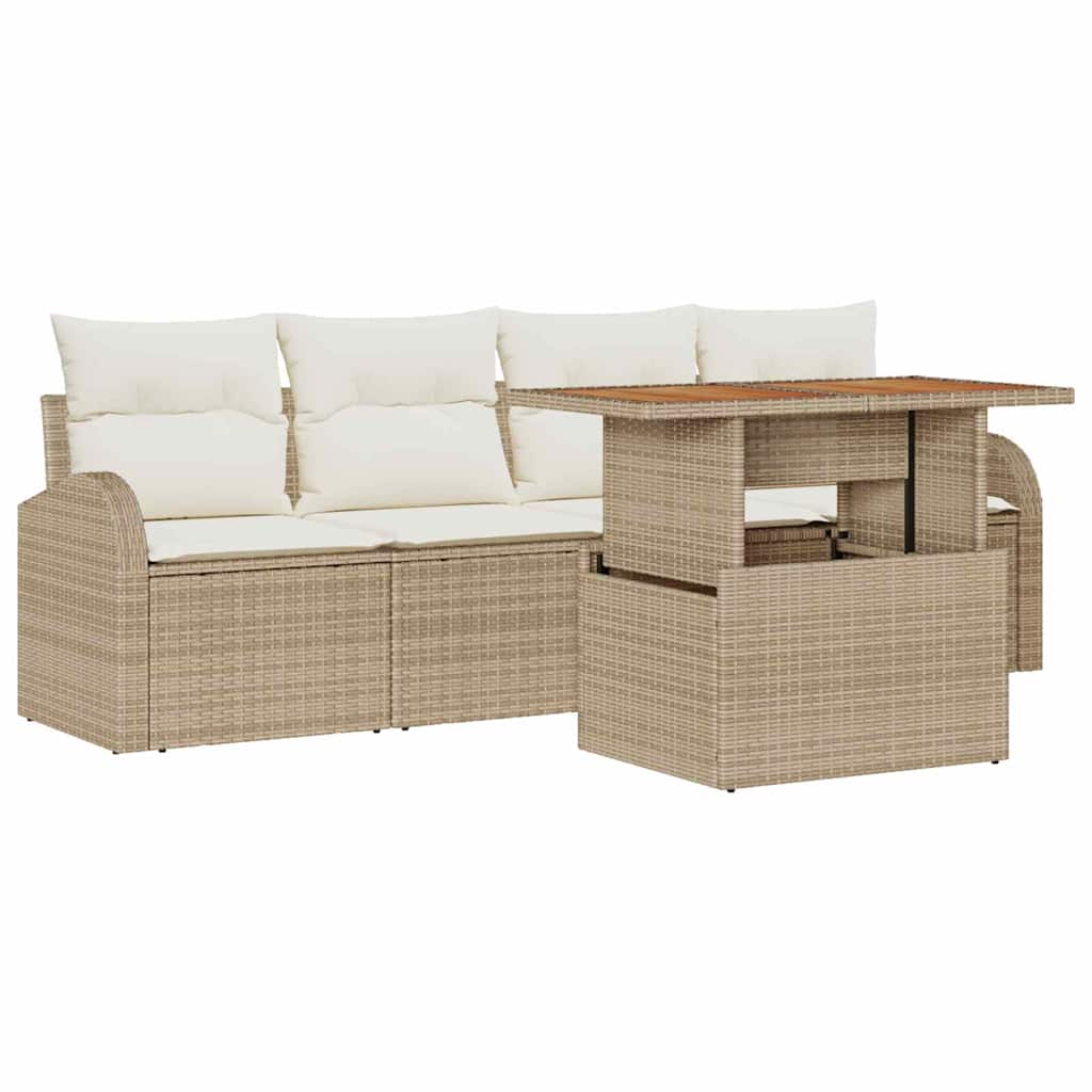 Garten-Sofa-Set 5 stk. Beige Poly Rattan