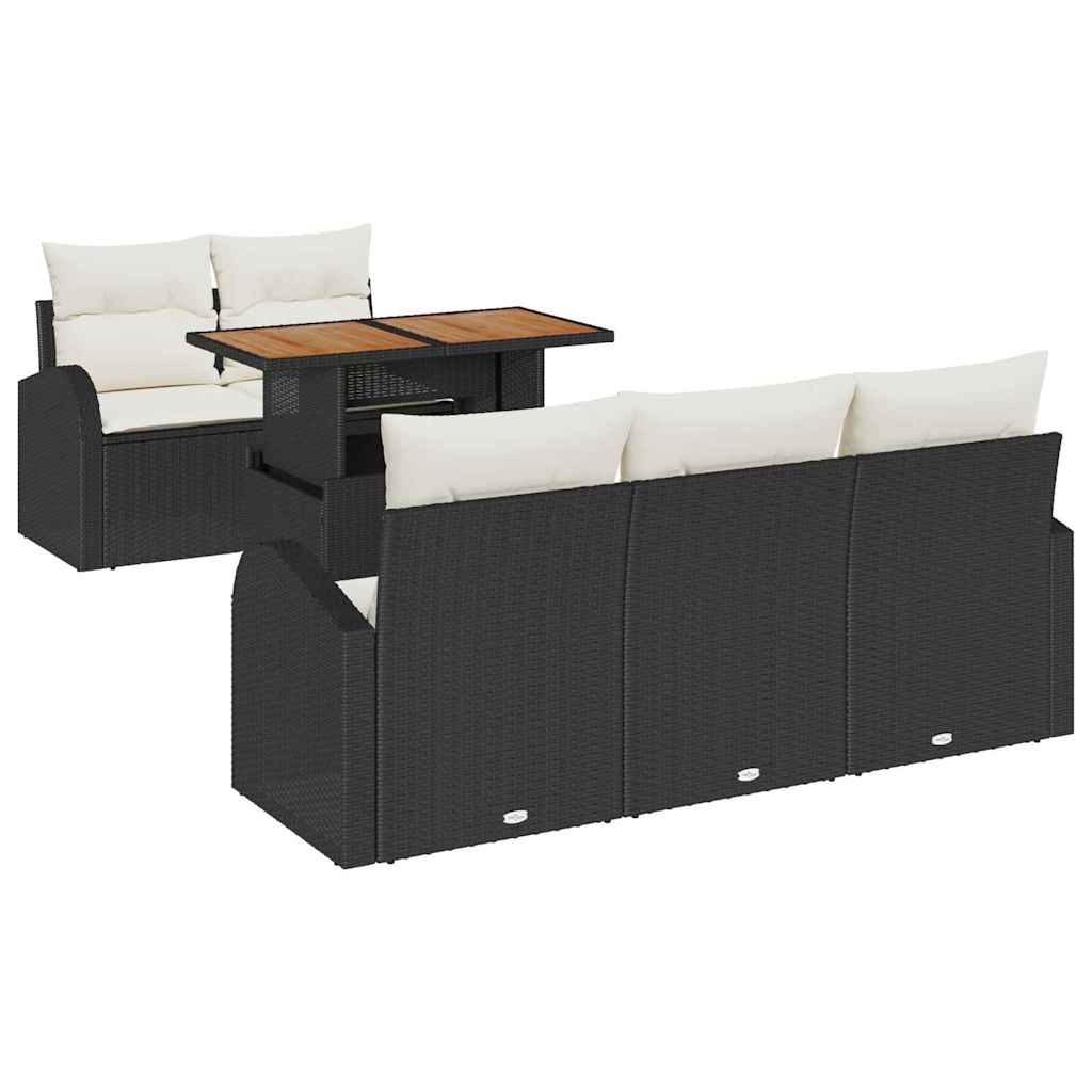 Garten-Sofa-Set 6 stk. Schwarz Poly Rattan
