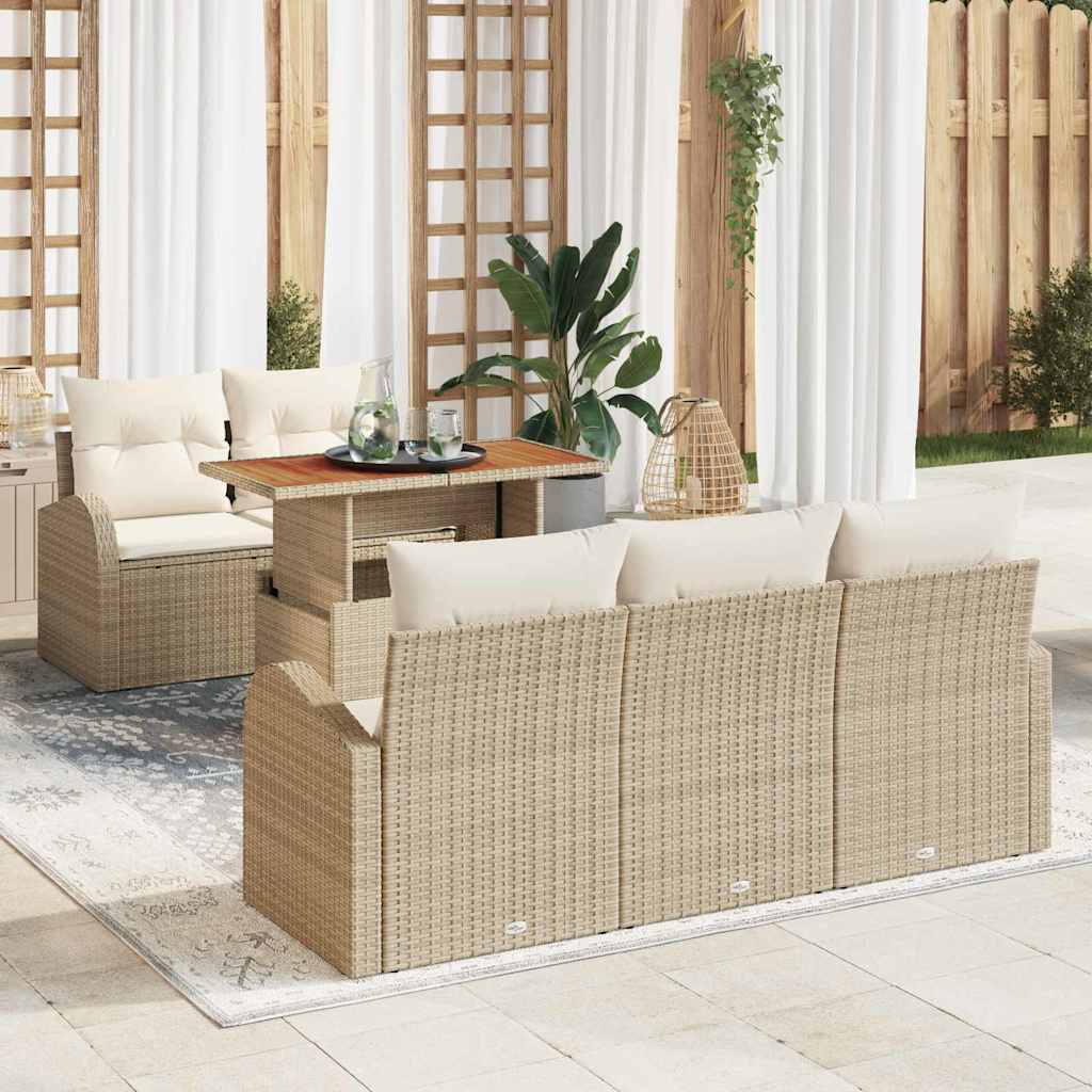 Garten-Sofa-Set 6 stk. Beige Poly Rattan