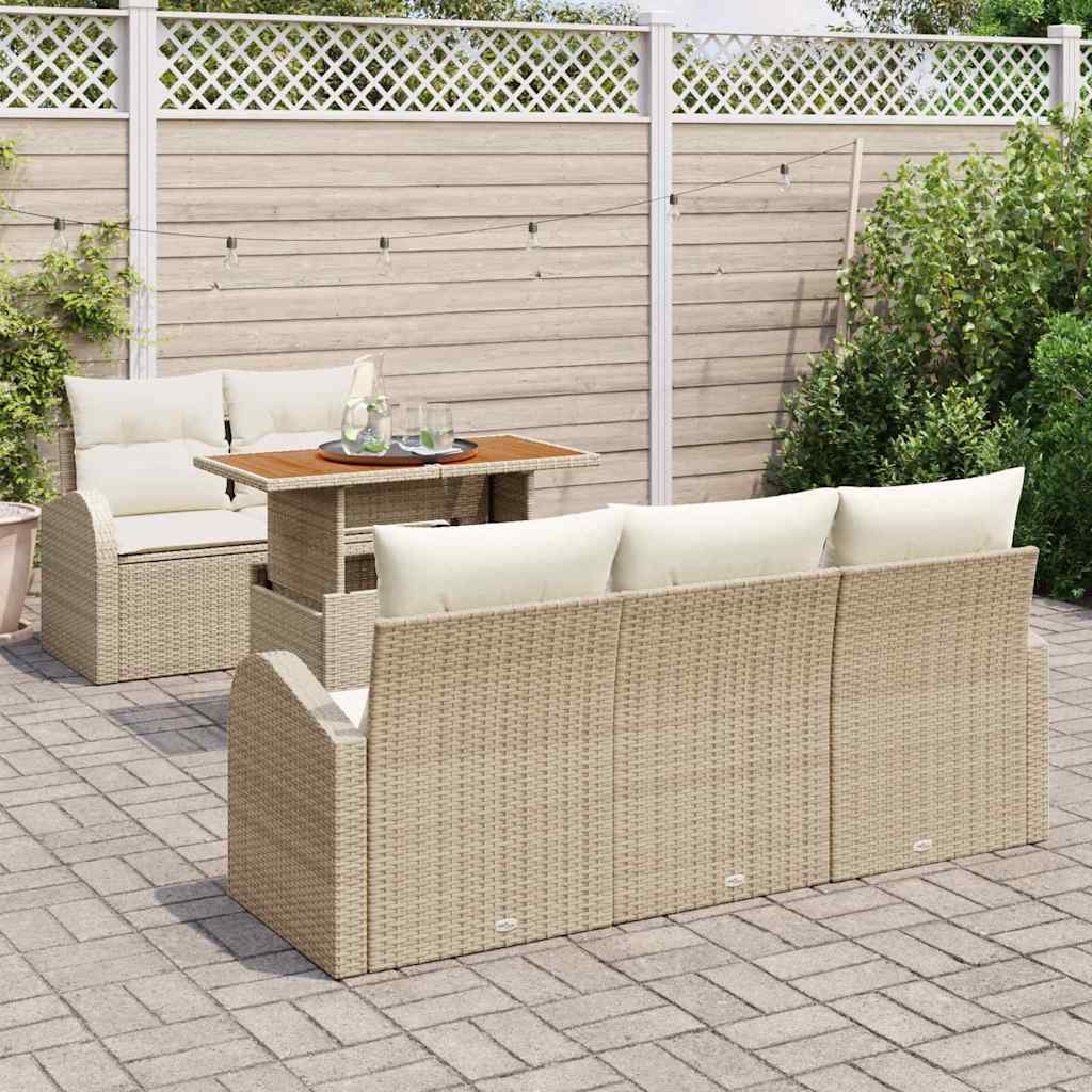 Garten-Sofa-Set 6 stk. Beige Poly Rattan