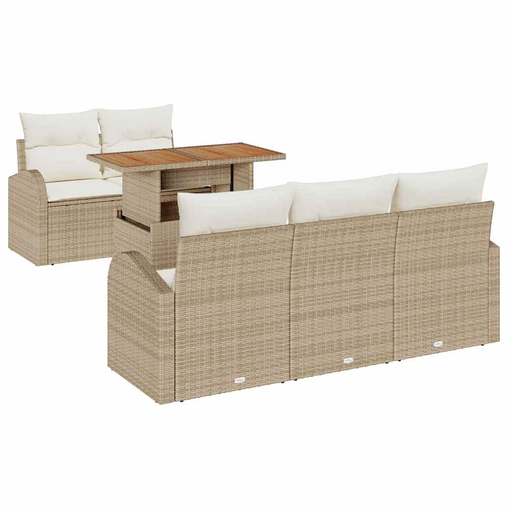 Garten-Sofa-Set 6 stk. Beige Poly Rattan