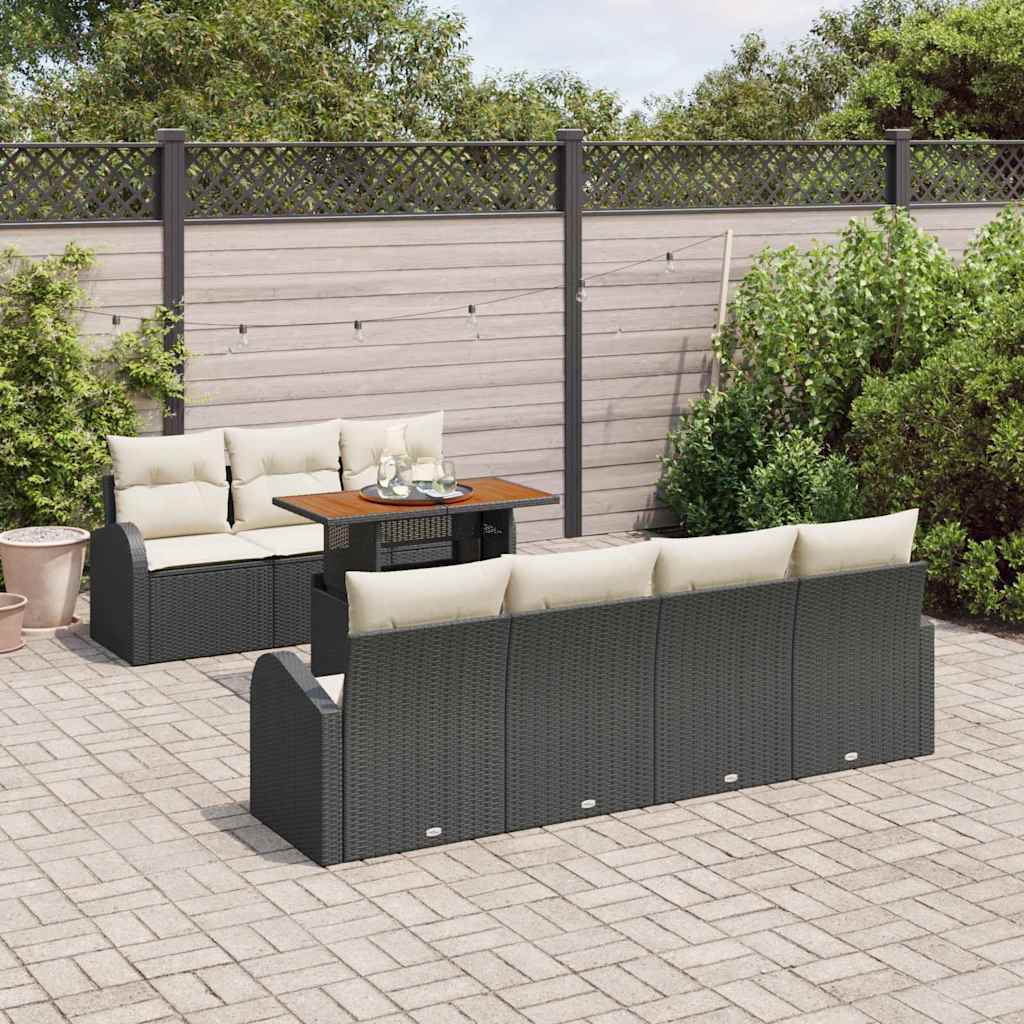 Garten-Sofa-Set 8 stk. Schwarz Poly Rattan