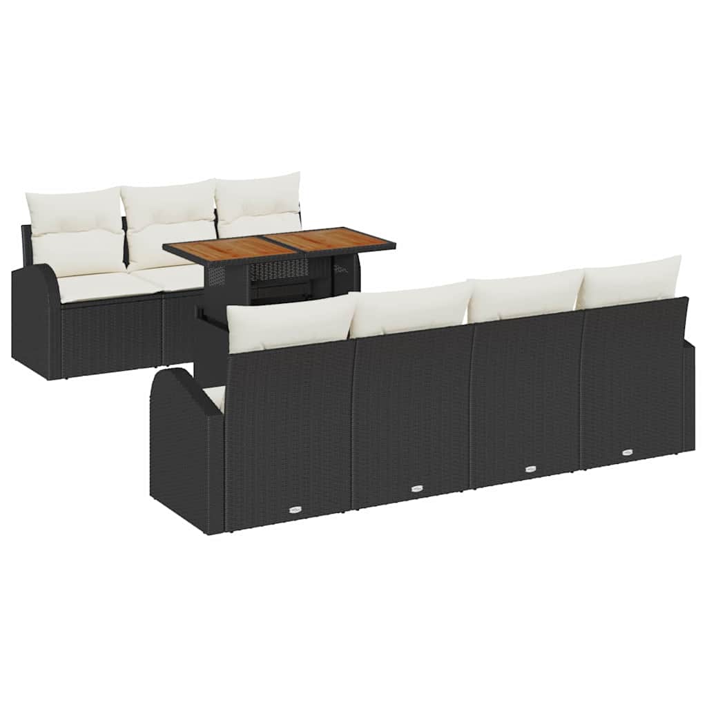 Garten-Sofa-Set 8 stk. Schwarz Poly Rattan