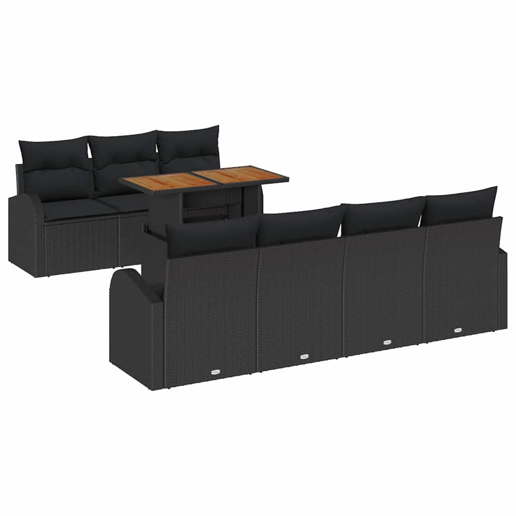 Garten-Sofa-Set 8 Stk. Schwarz Poly Rattan