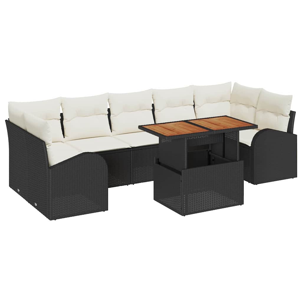 Garten-Sofa-Set 8 stk. Schwarz Poly Rattan