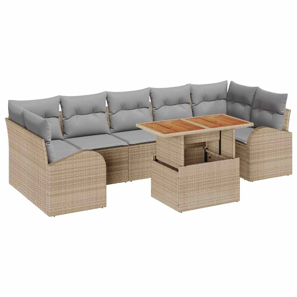 Garten-Sofa-Set 8 Stk. Beige Poly Rattan