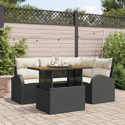 Garten-Sofa-Set 5 stk. Schwarz Poly Rattan