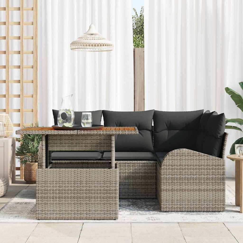 Garten-Sofa-Set 5 Stk. Grau Poly Rattan