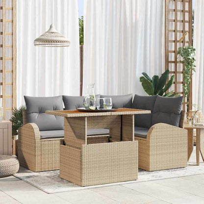 Garten-Sofa-Set 5 stk. Beige Poly Rattan