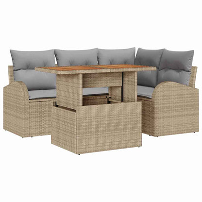 Garten-Sofa-Set 5 stk. Beige Poly Rattan