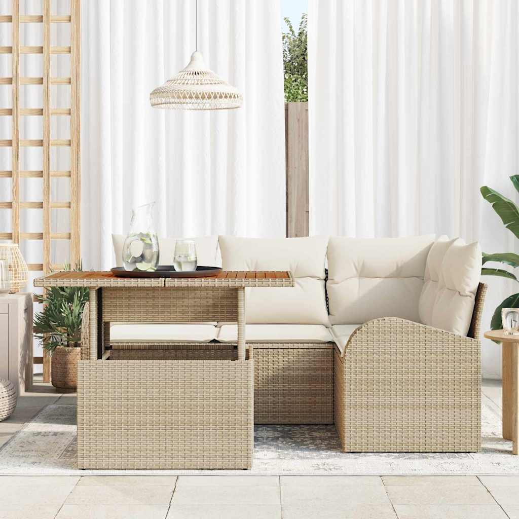 Garten-Sofa-Set 5 stk. Beige Poly Rattan