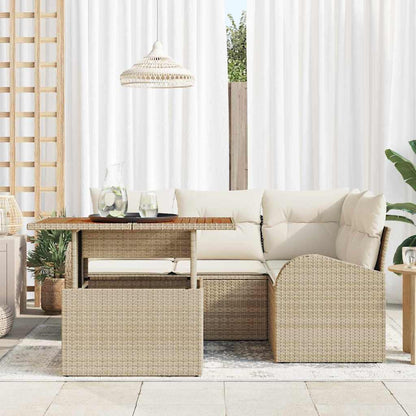 Garten-Sofa-Set 5 stk. Beige Poly Rattan