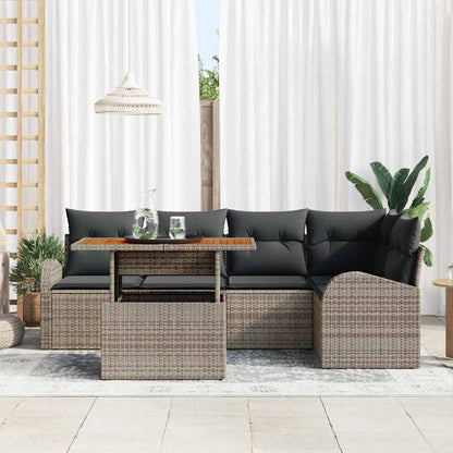 Garten-Sofa-Set 6 stk. Grau Poly Rattan