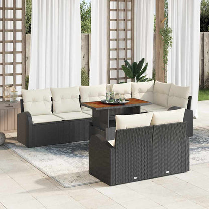 Garten-Sofa-Set 9 stk. Schwarz Poly Rattan