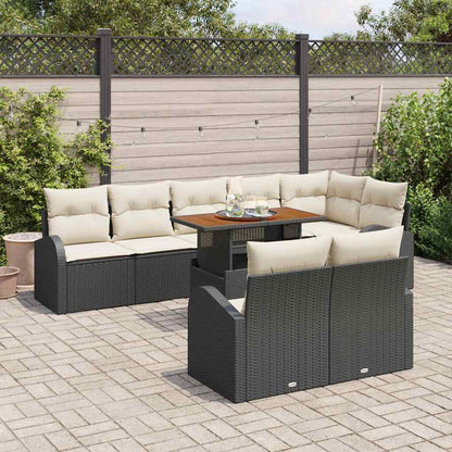 Garten-Sofa-Set 9 stk. Schwarz Poly Rattan