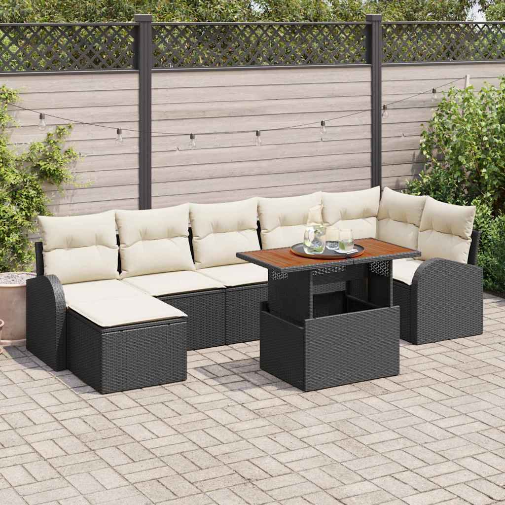 Garten-Sofa-Set 8 stk. Schwarz Poly Rattan