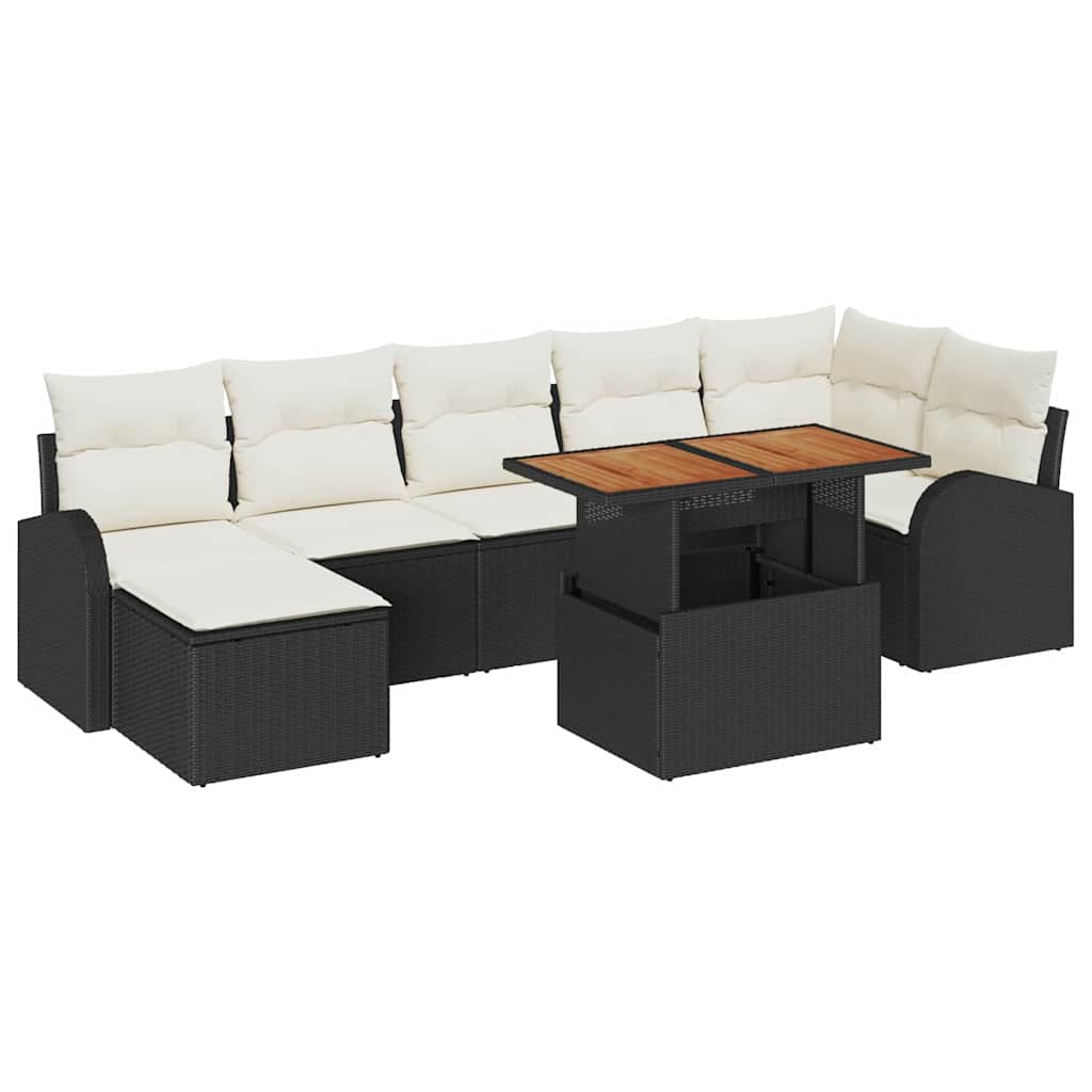 Garten-Sofa-Set 8 stk. Schwarz Poly Rattan