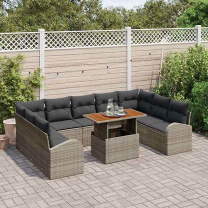 Garten-Sofa-Set 10 stk. Grau Poly Rattan