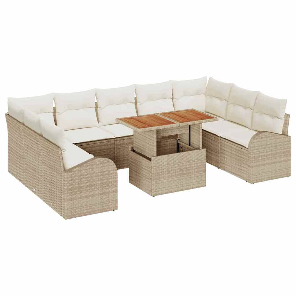 Garten-Sofa-Set 10 stk. Beige Poly Rattan