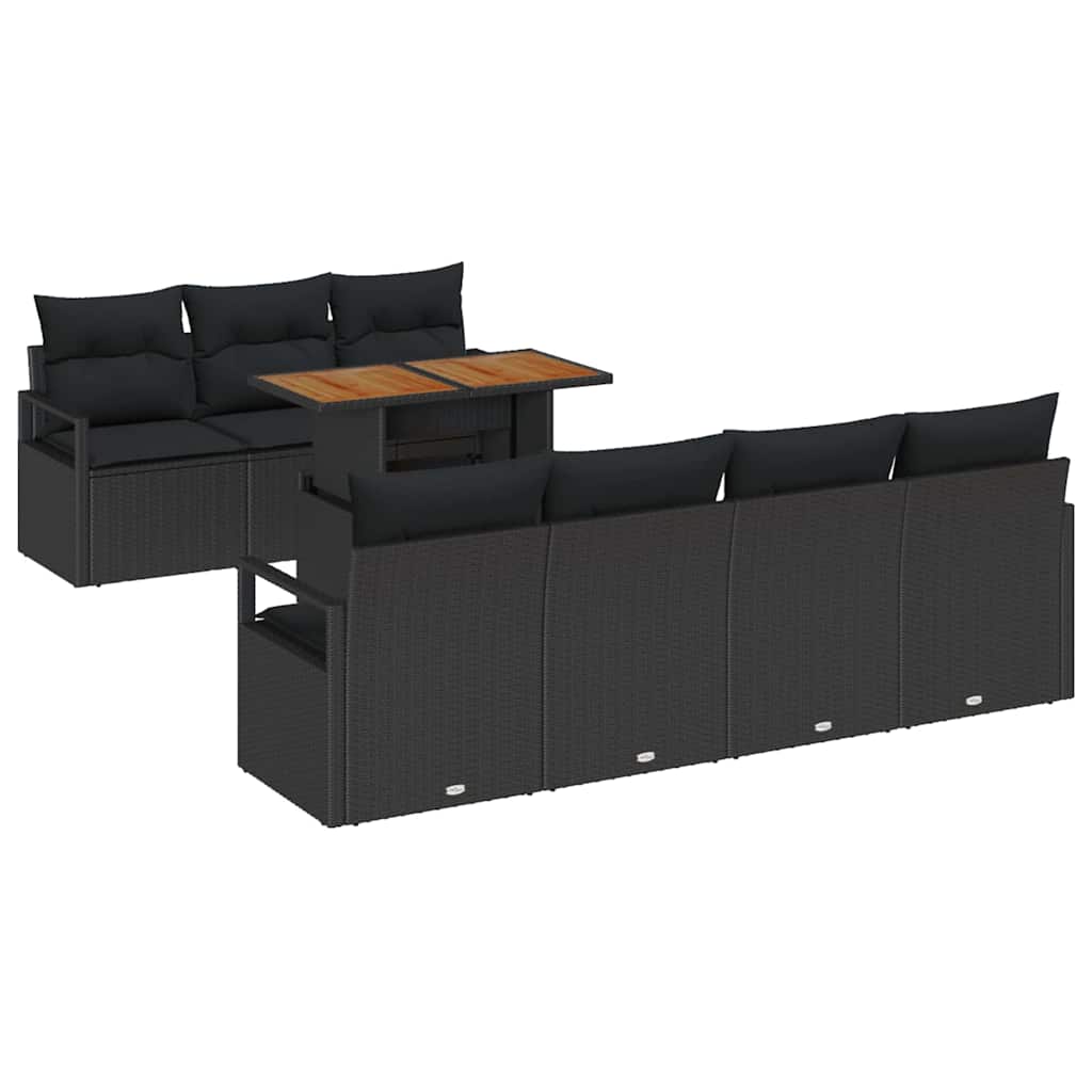 Garten-Sofa-Set 8 Stk. Schwarz Poly Rattan