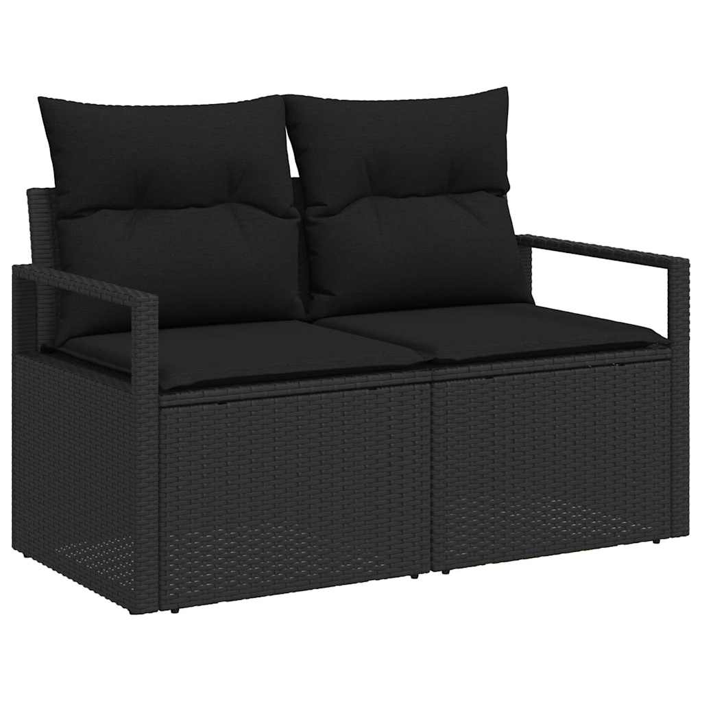 Garten-Sofa-Set 9 stk. Schwarz Poly Rattan