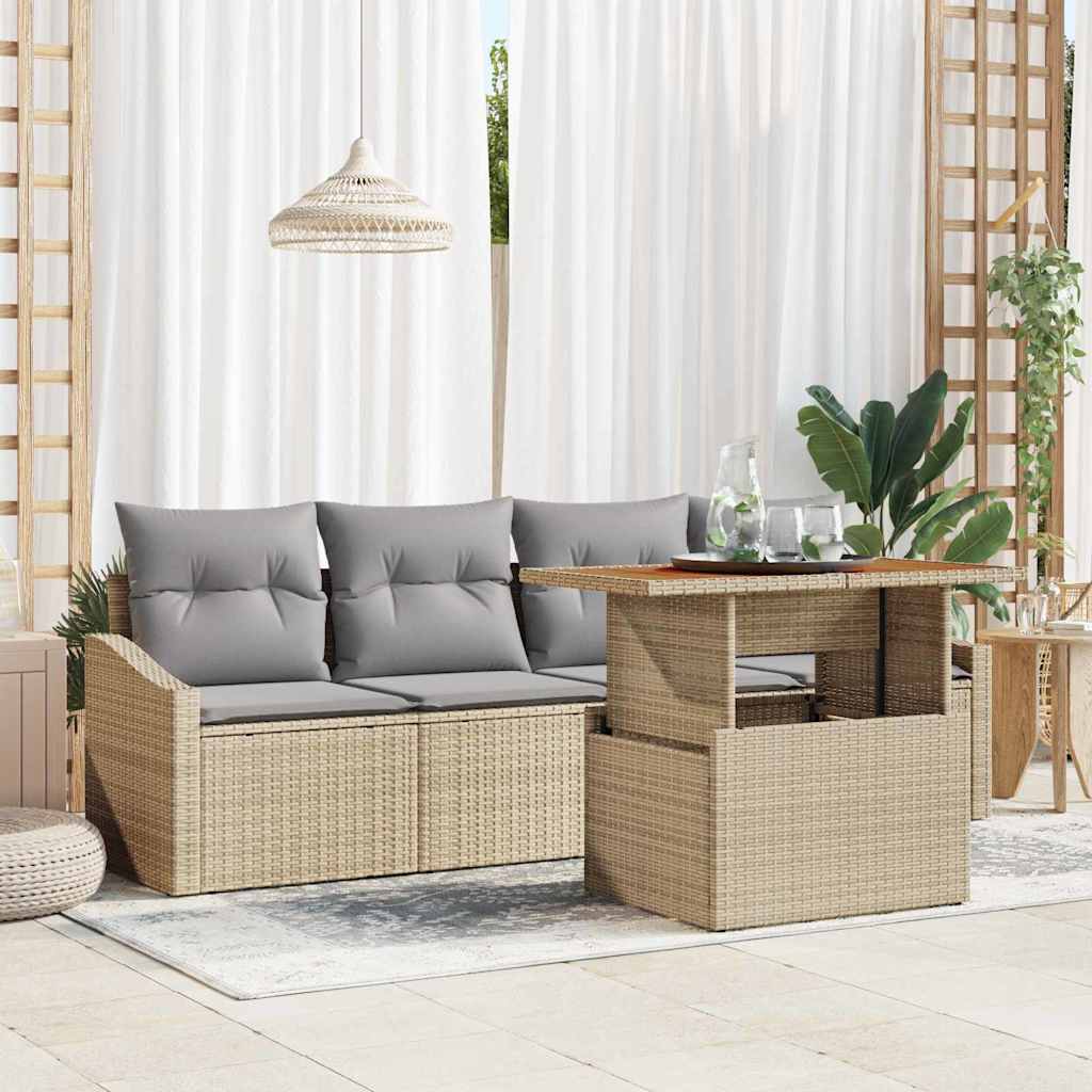 Garten-Sofa-Set 5 Stk. Beige Poly Rattan