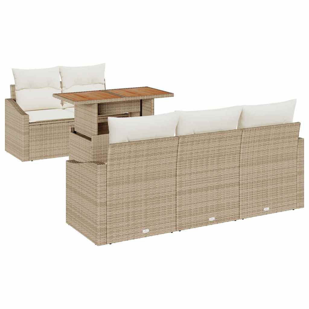 Garten-Sofa-Set 6 stk. Beige Poly Rattan