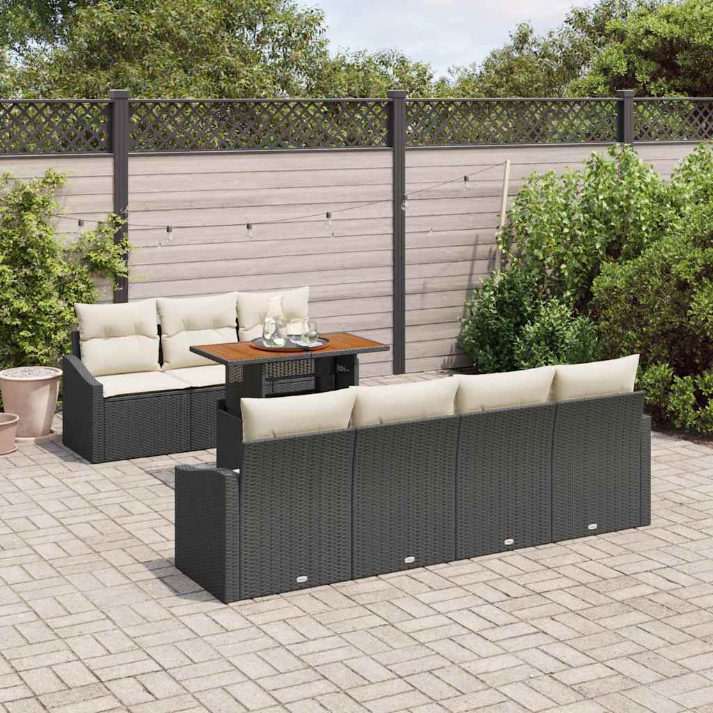 Garten-Sofa-Set 8 Stk. Schwarz Poly Rattan