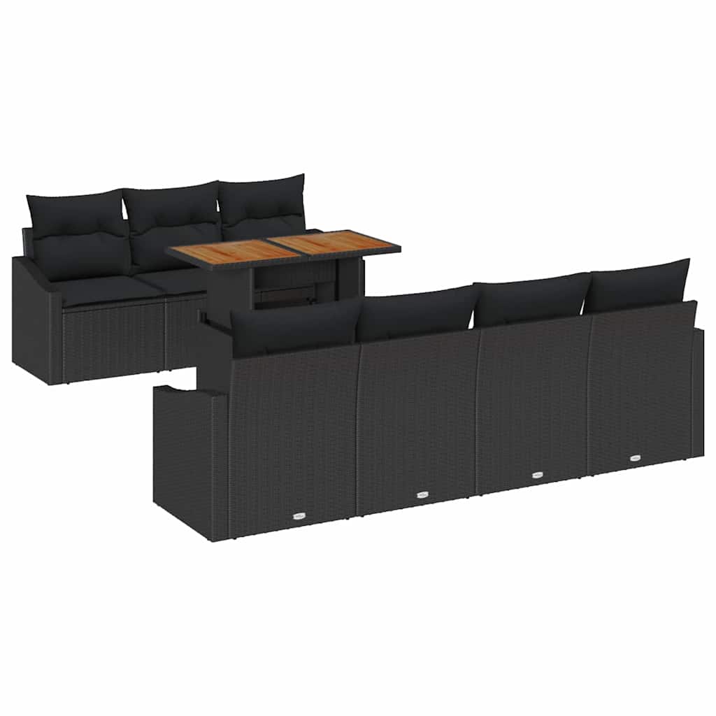 Garten-Sofa-Set 8 stk. Schwarz Poly Rattan