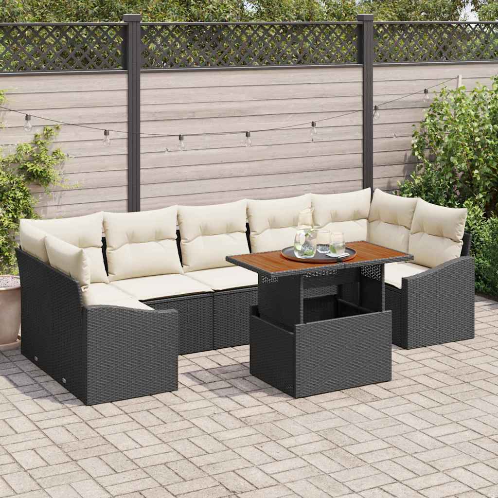 Garten-Sofa-Set 8 stk. Schwarz und Beige