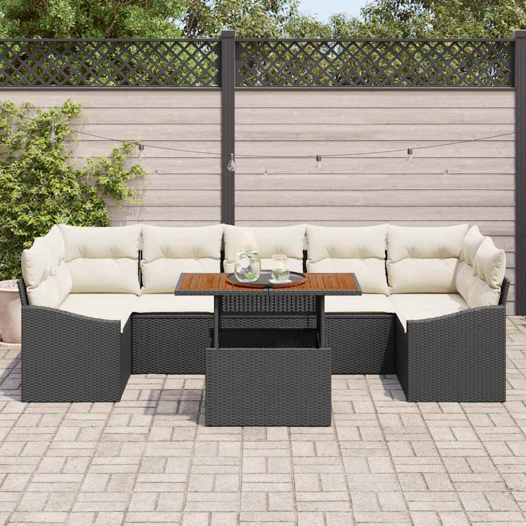 Garten-Sofa-Set 8 stk. Schwarz und Beige