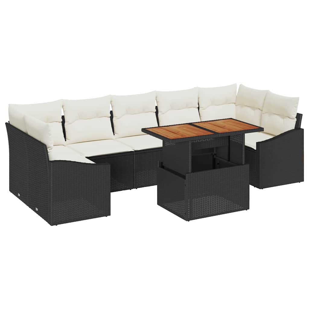 Garten-Sofa-Set 8 stk. Schwarz und Beige