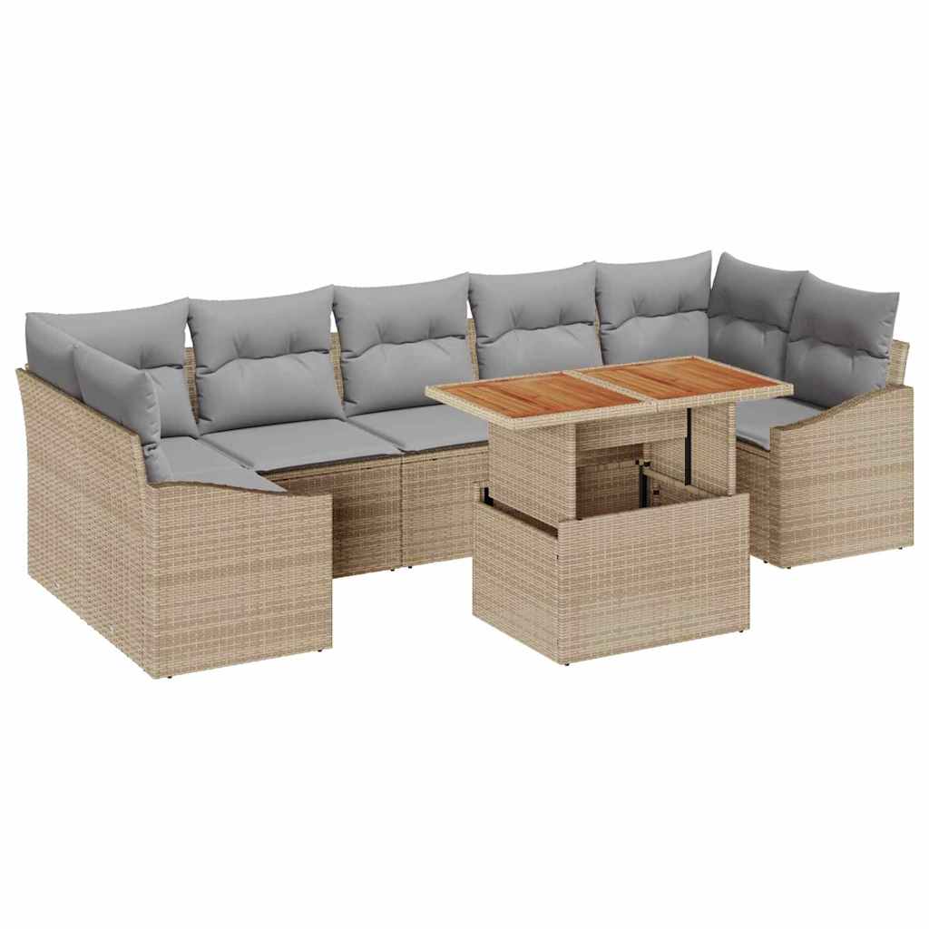 Garten-Sofa-Set 8 Stk. Beige und Hellgrau