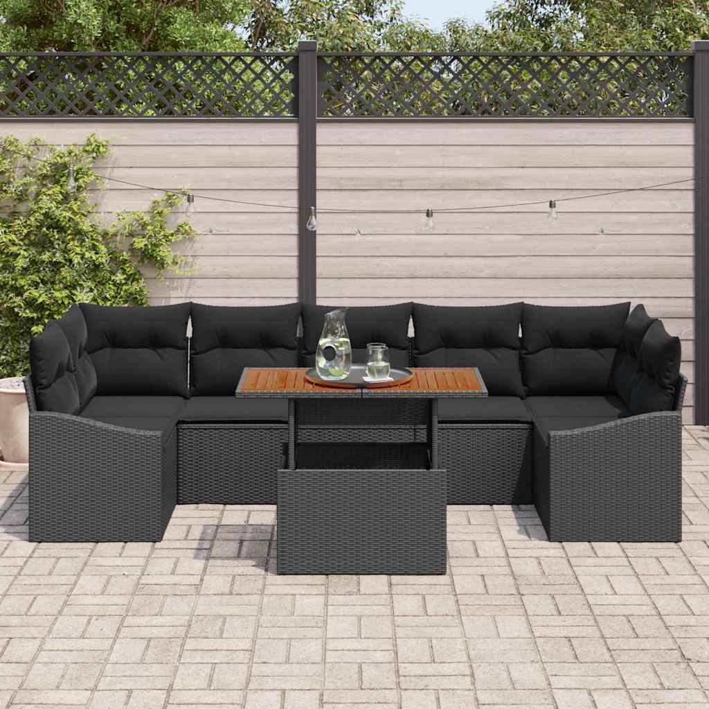 Garten-Sofa-Set 8 stk. Schwarz