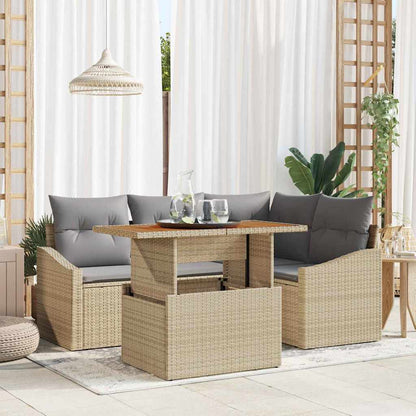 Garten-Sofa-Set 5 stk. Beige Poly Rattan