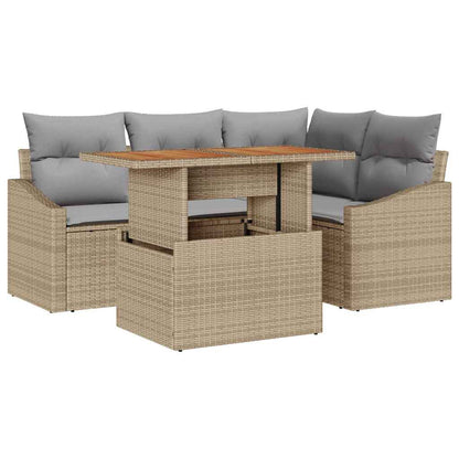 Garten-Sofa-Set 5 stk. Beige Poly Rattan