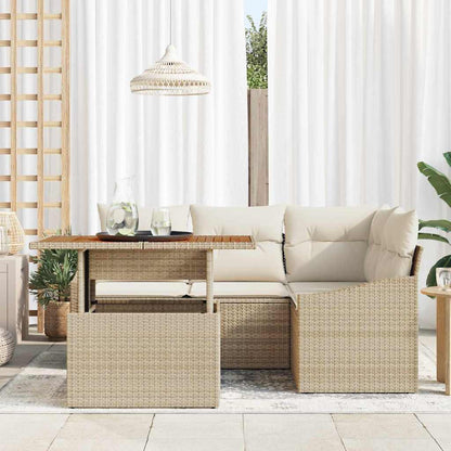 Garten-Sofa-Set 5 stk. Beige Poly Rattan