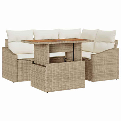 Garten-Sofa-Set 5 stk. Beige Poly Rattan