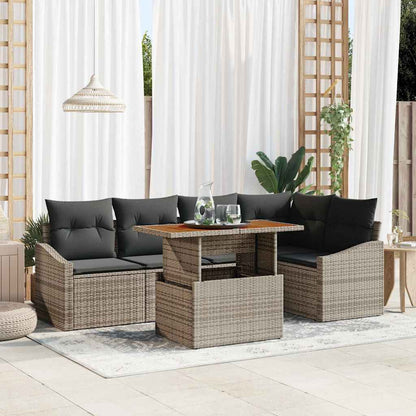Garten-Sofa-Set 6 stk. Grau Poly Rattan