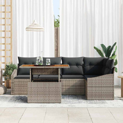 Garten-Sofa-Set 6 stk. Grau Poly Rattan