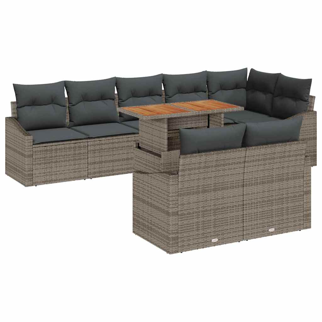 Garten-Sofa-Set 9 stk. Grau Poly Rattan